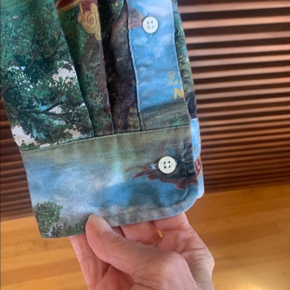 🎉NEW LISTING!🎉Polo Ralph Lauren Equestrian Print Button-Up Shirt in Blue & Green - Picture 4 of 7